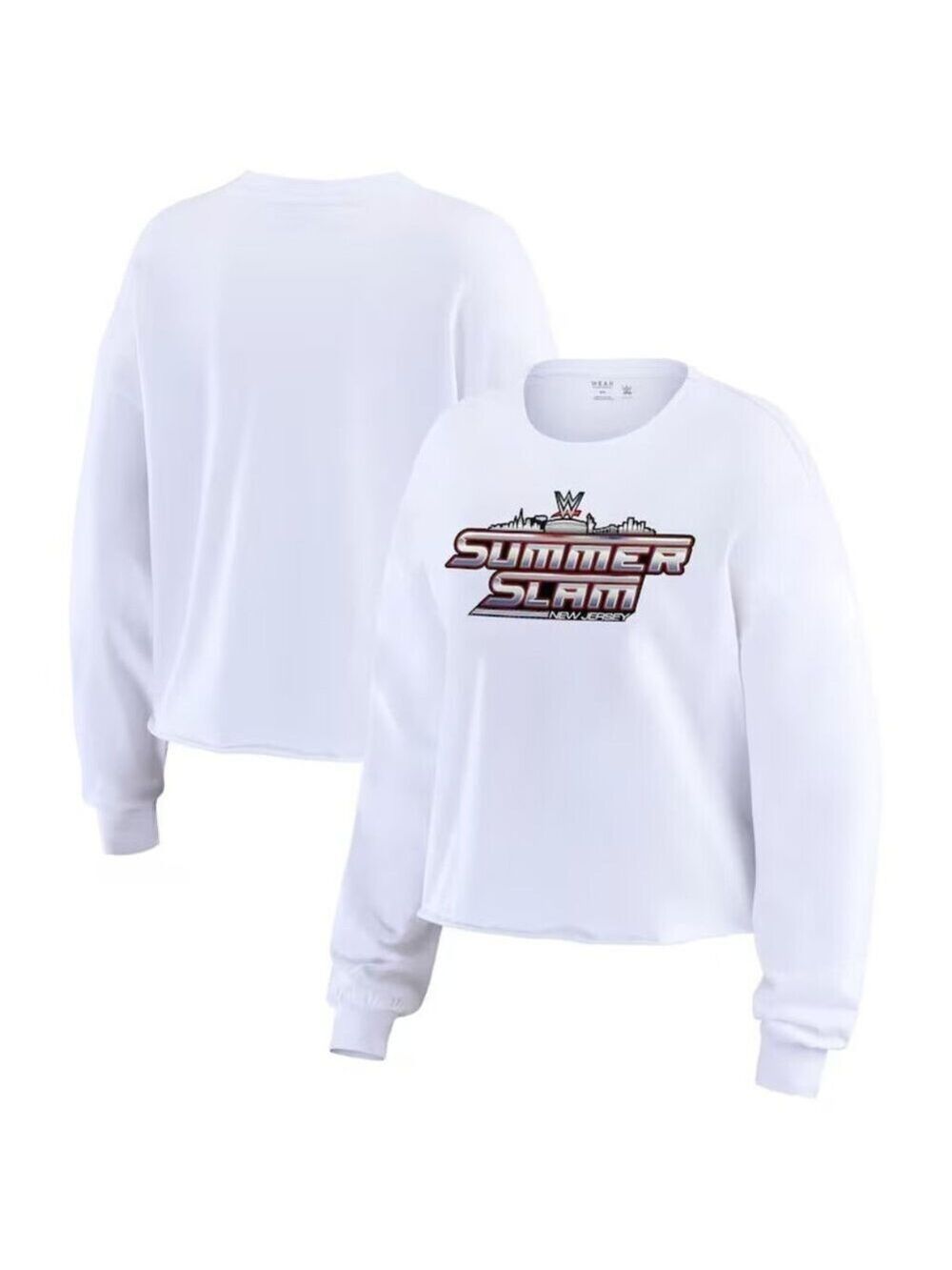 Women's WEAR by Erin Andrews White SummerSlam 2025 Cropped Long Sleeve T-Shirt